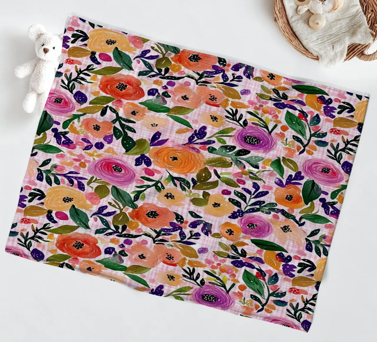 Purple Florals fleece blanket by Sunflower Soul Studio
