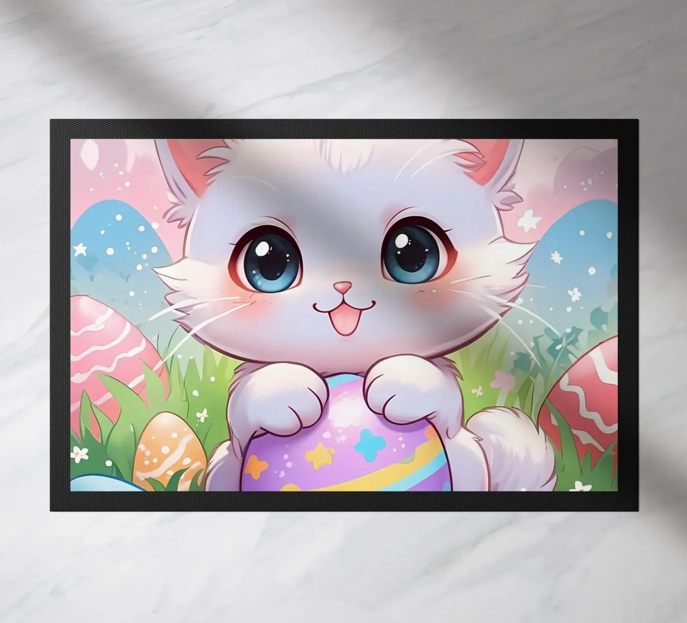 Œuf de Pâques chat multicolore paillasson de LM2Kone
