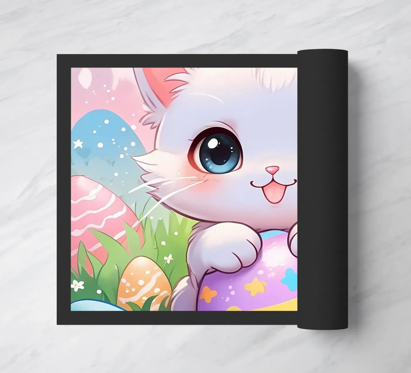 Œuf de Pâques chat multicolore paillasson de LM2Kone