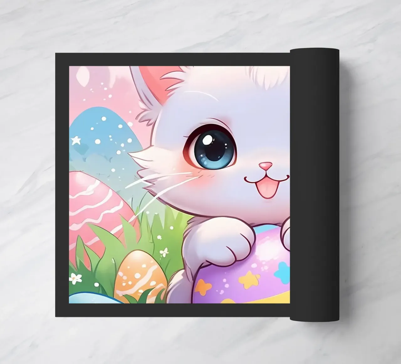 Easter Egg cat multicolors doormat by LM2Kone