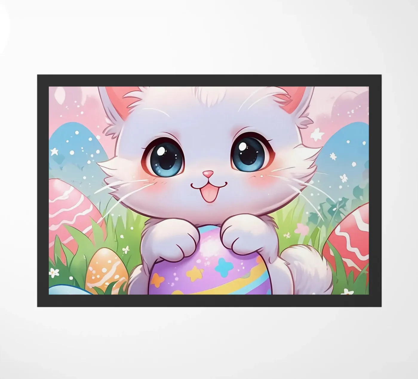 Œuf de Pâques chat multicolore paillasson de LM2Kone