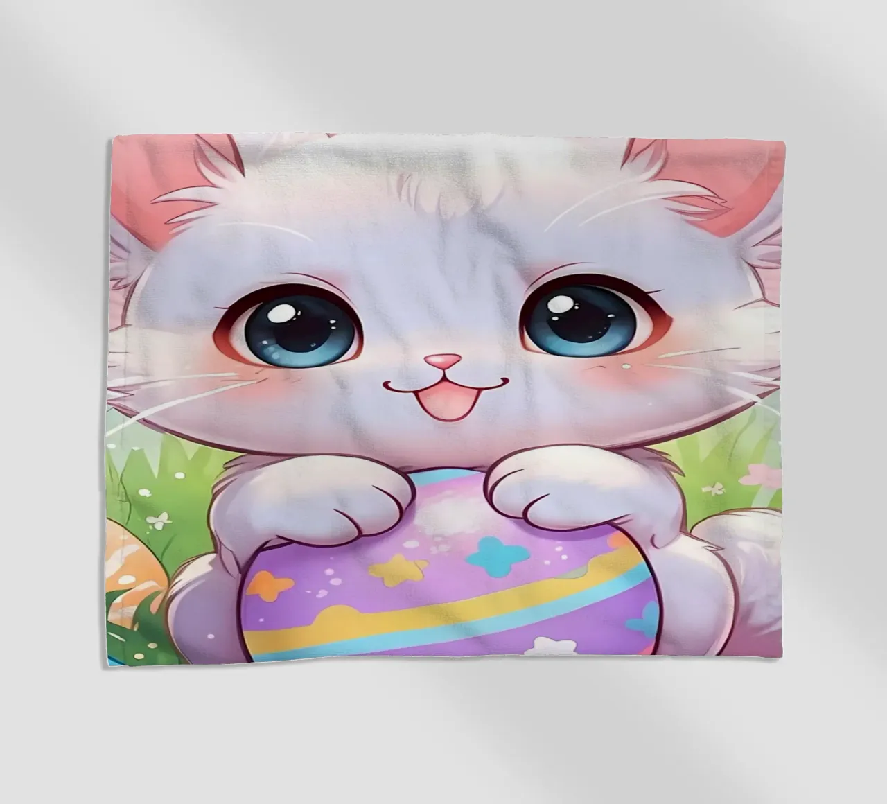 Uovo di Pasqua gatto multicolore telo mare da LM2Kone