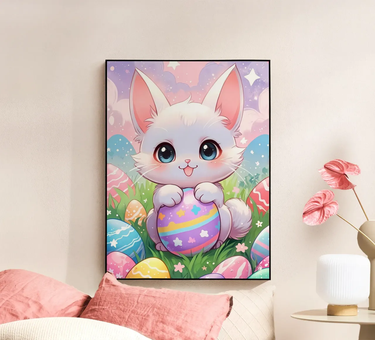 Paasei kat multicolors acryl van LM2Kone