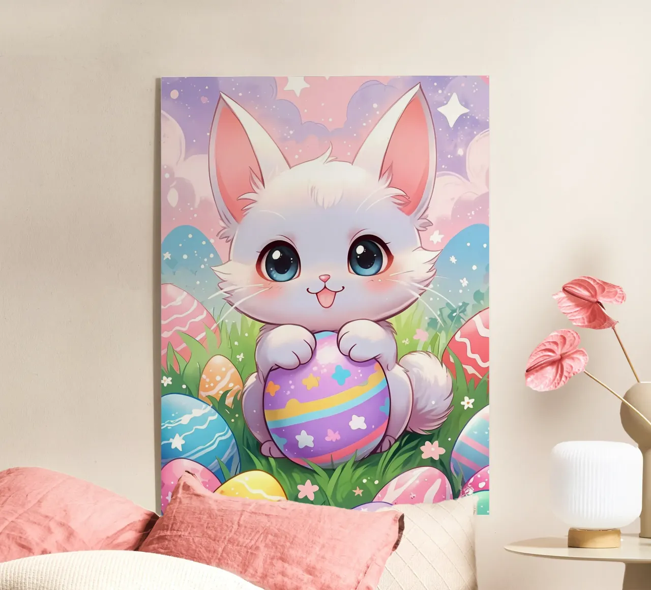 Paasei kat multicolors acryl van LM2Kone