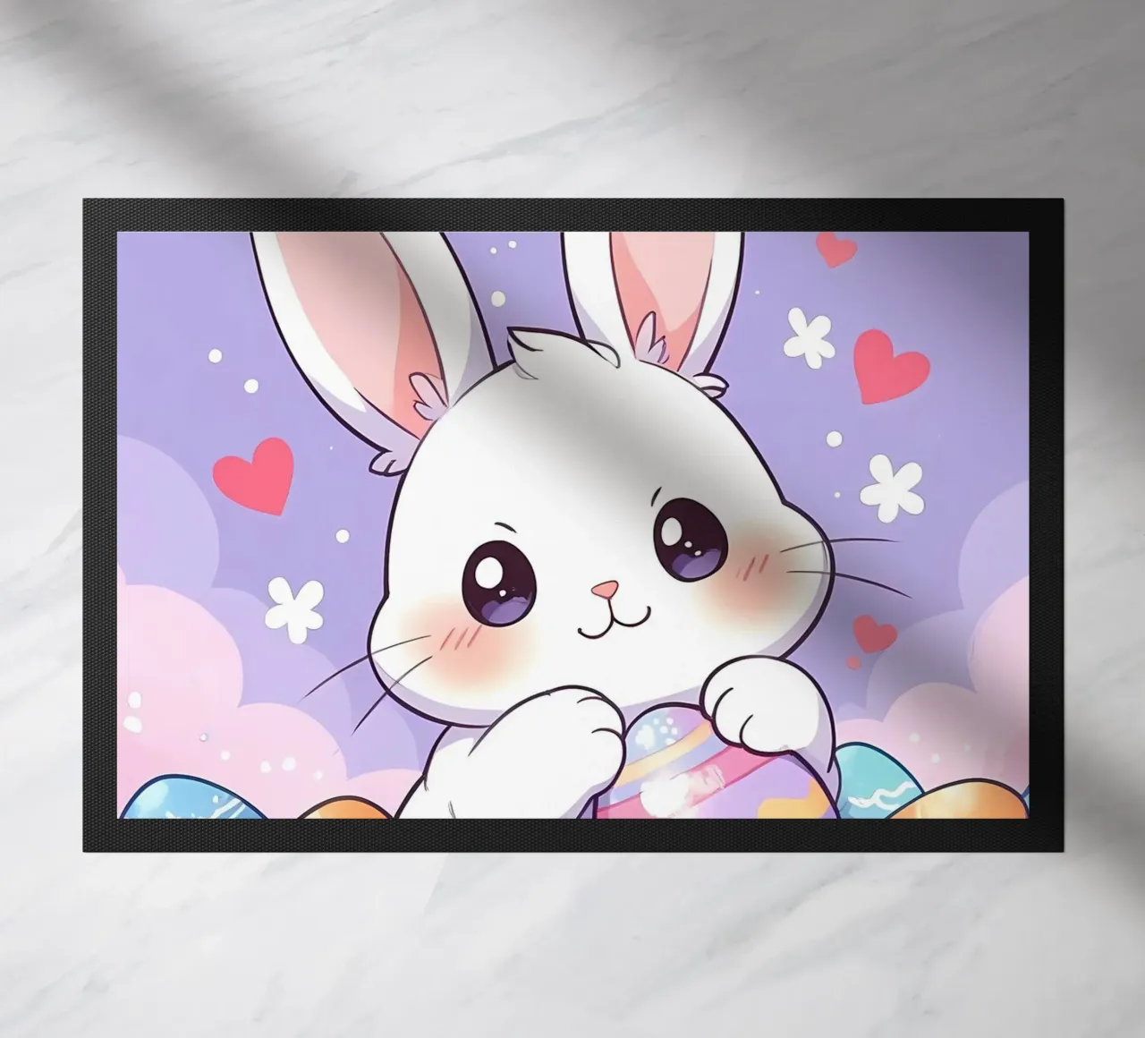 Little Rabbit Easter Egg doormat by LM2Kone