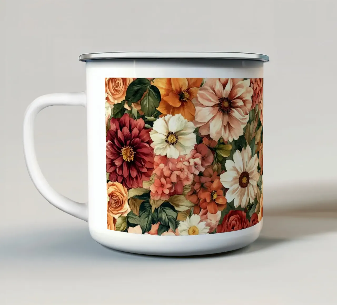 Vintage Flowers tazza in smalto da Sunflower Soul Studio