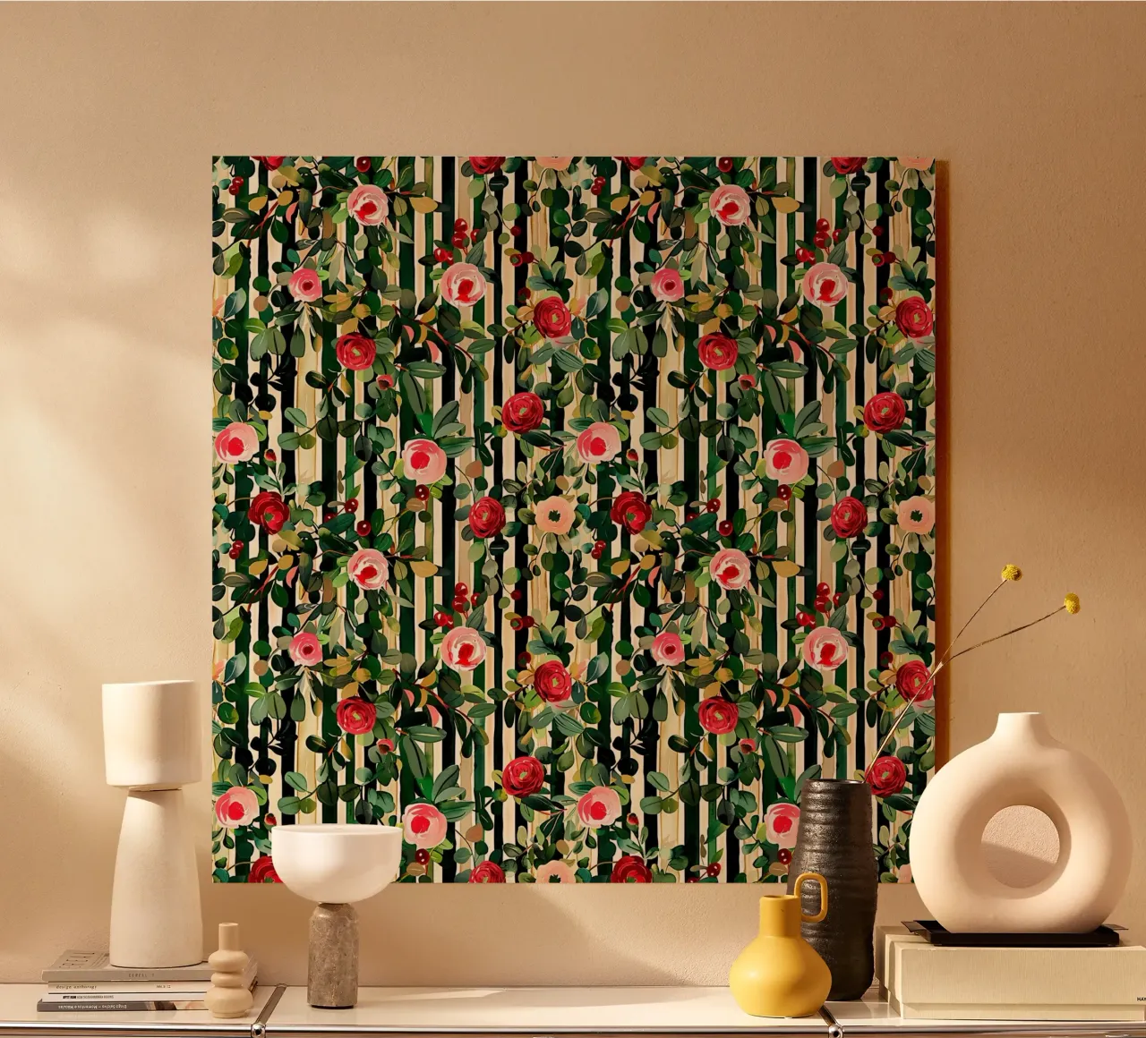 Green and Red Florals alluminio dibond da Sunflower Soul Studio