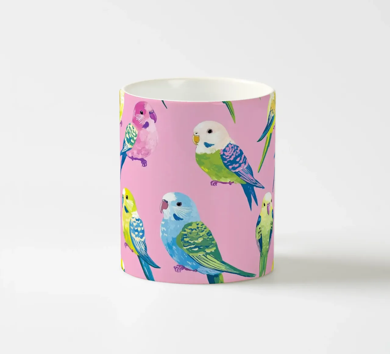 Happy Parakeets tazza in ceramica da Sunflower Soul Studio