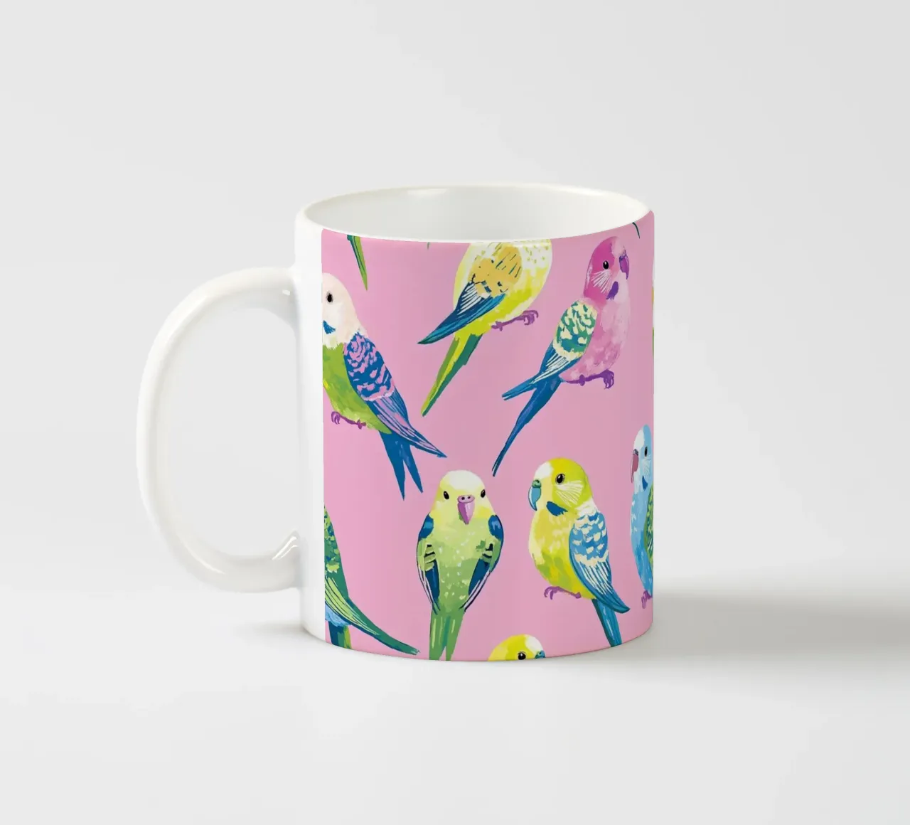 Happy Parakeets tazza in ceramica da Sunflower Soul Studio