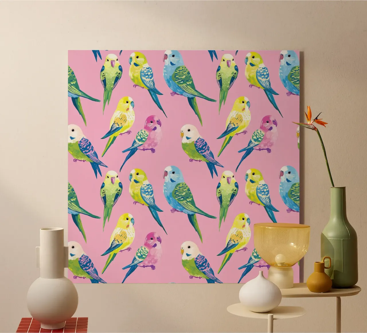 Happy Parakeets plexiglass da Sunflower Soul Studio