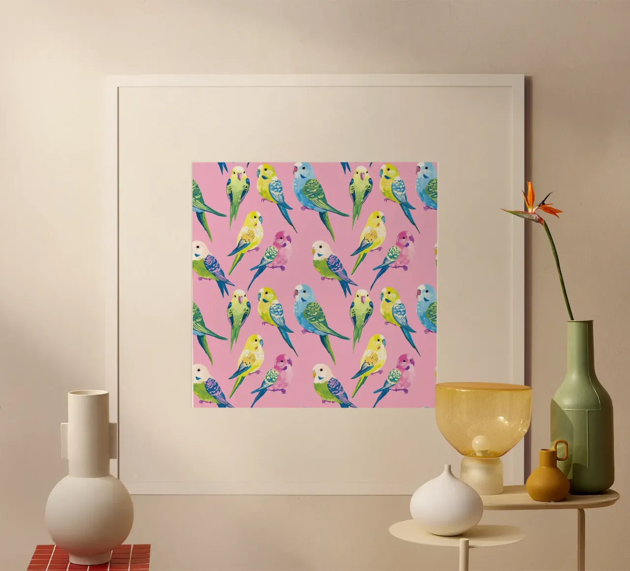 Happy Parakeets poster da Sunflower Soul Studio