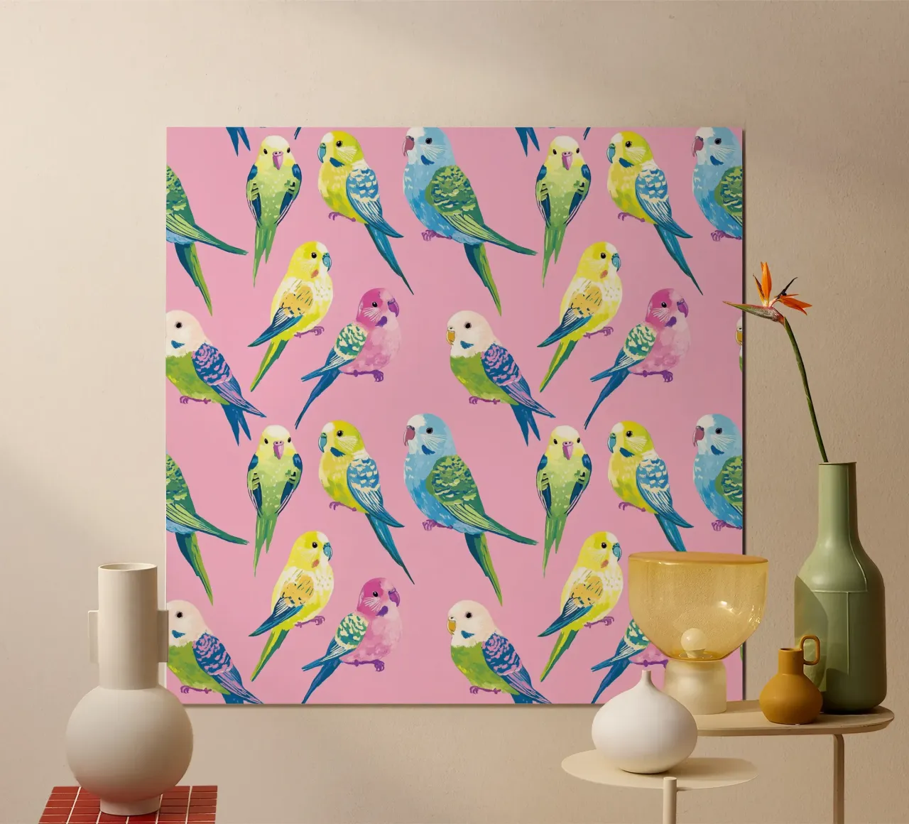 Happy Parakeets poster da Sunflower Soul Studio