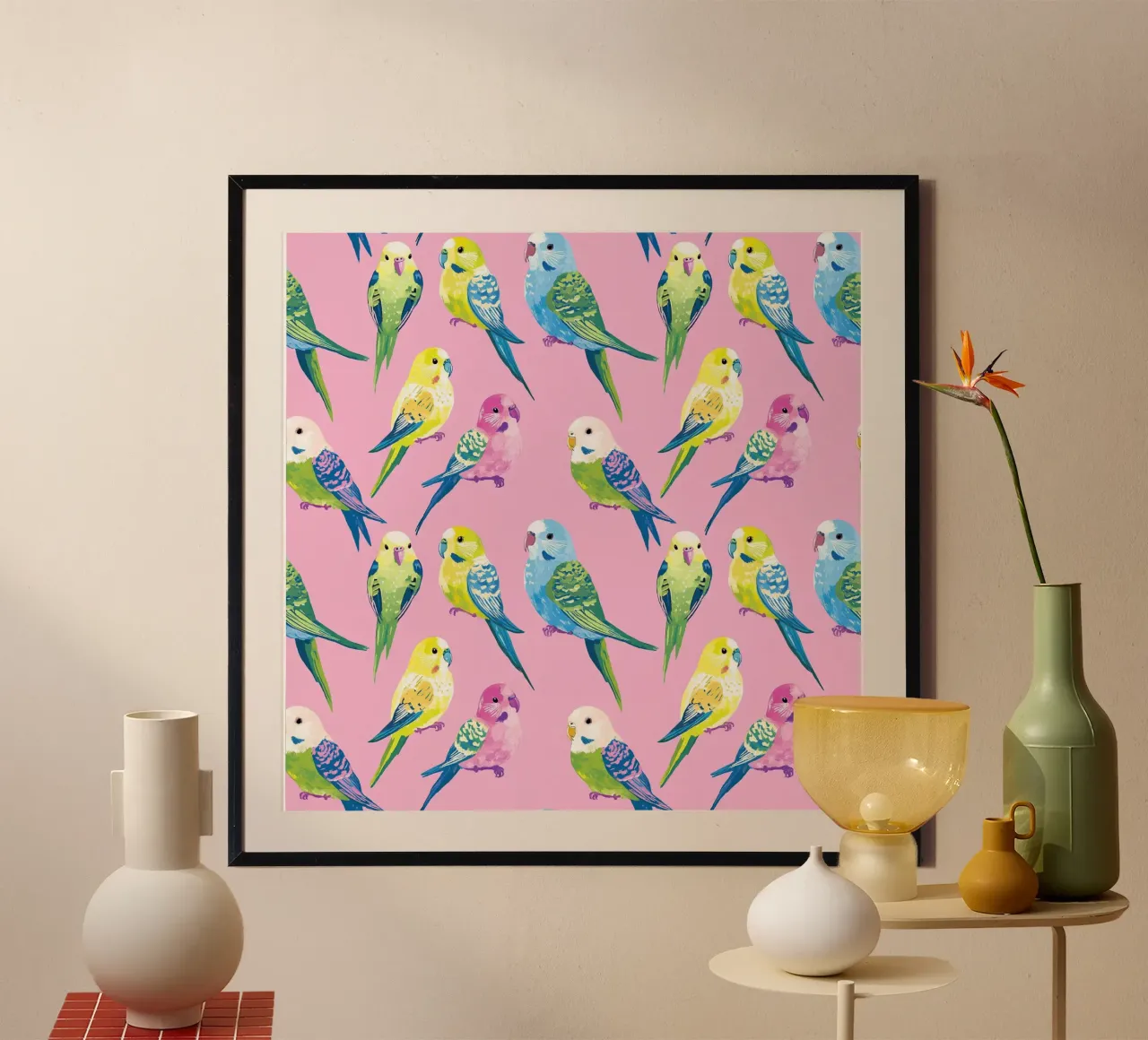 Happy Parakeets poster da Sunflower Soul Studio