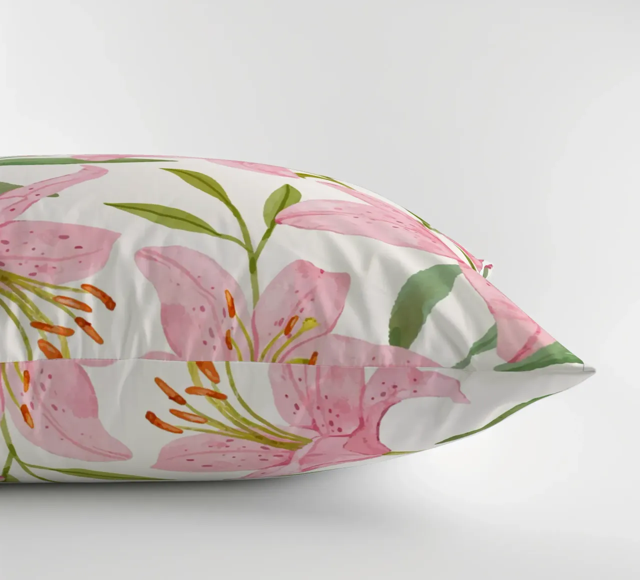 Today is a good day pink lilies pattern decorative cushion by Mostly Pink