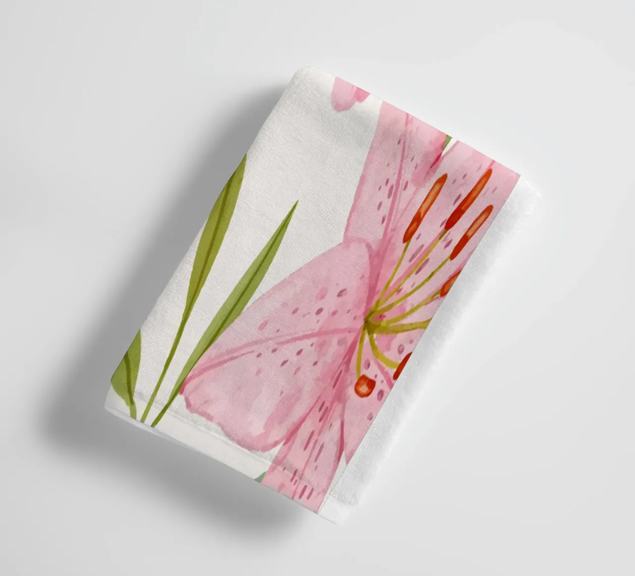 Today is a good day pink lilies pattern towel by Mostly Pink