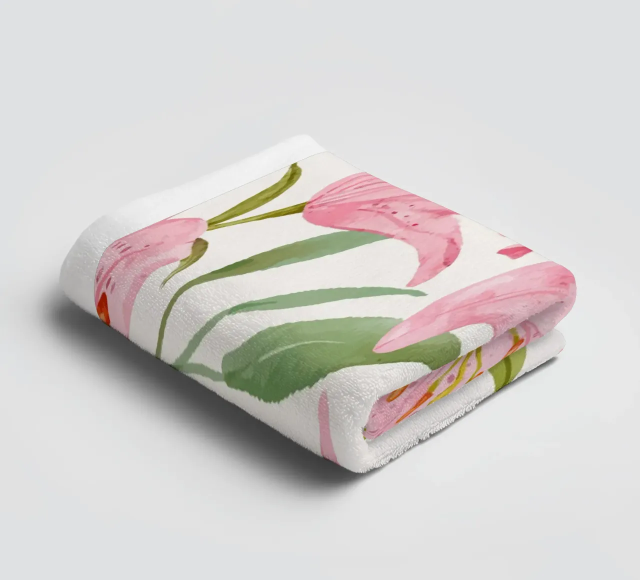 Today is a good day pink lilies pattern towel by Mostly Pink