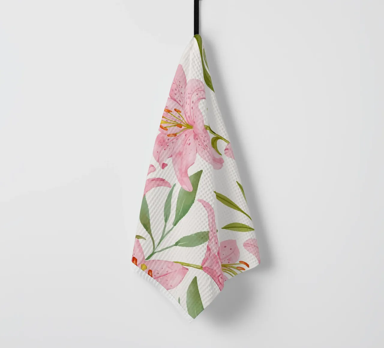 Today is a good day pink lilies pattern tea towel by Mostly Pink