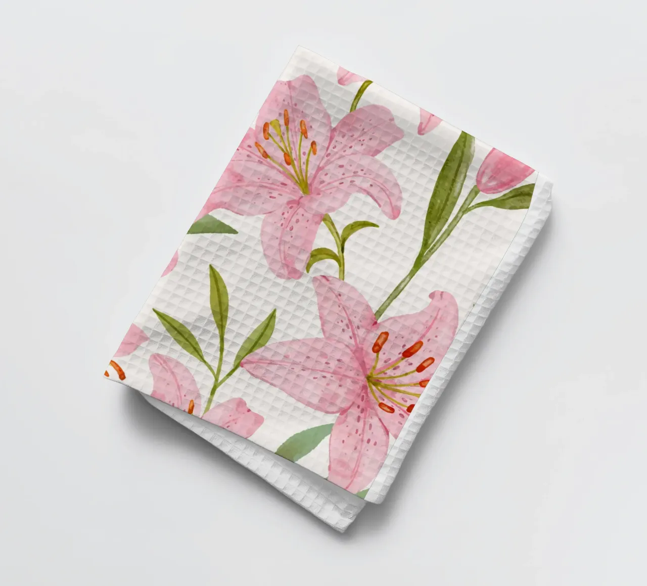 Today is a good day pink lilies pattern tea towel by Mostly Pink