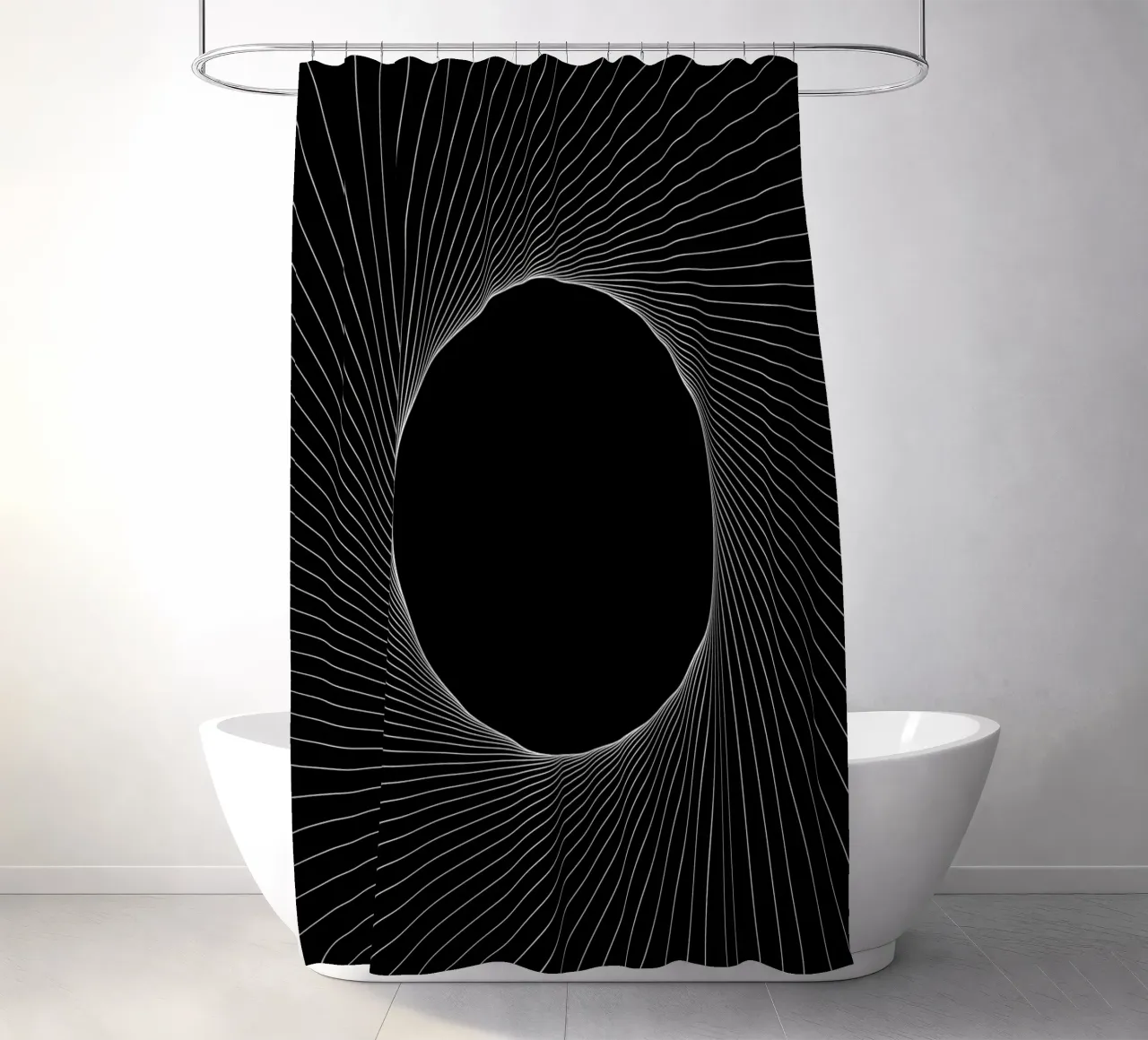 Graphical Eclipse shower curtain by Katja Stehle Design
