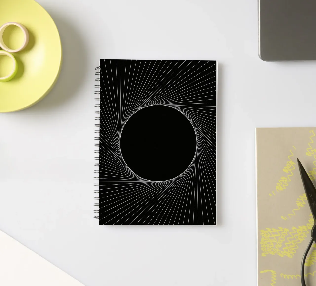 Graphical Eclipse spiral notebook by Katja Stehle Design