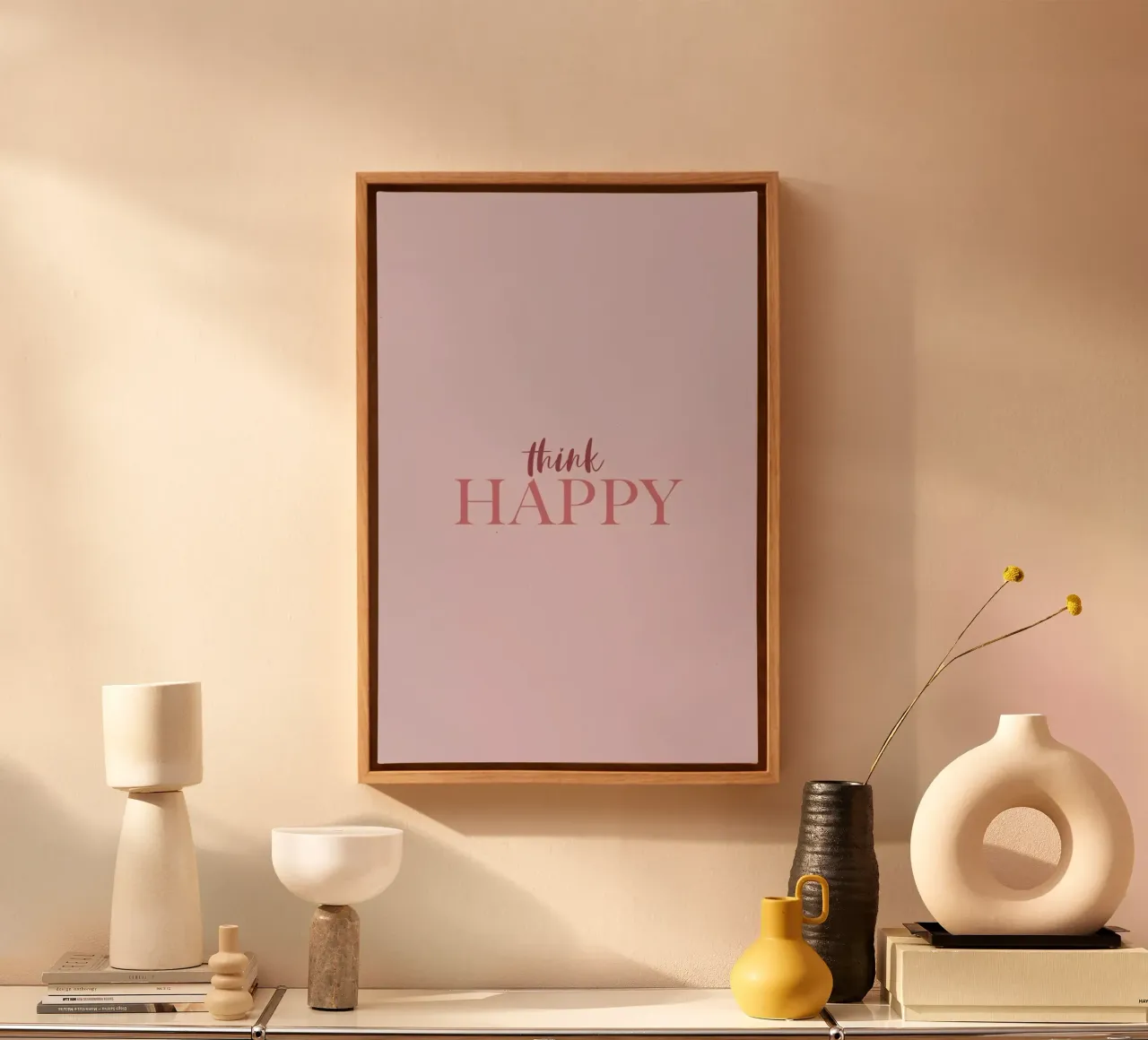 Think Happy tela con Cornice a cassetta da Ayleen