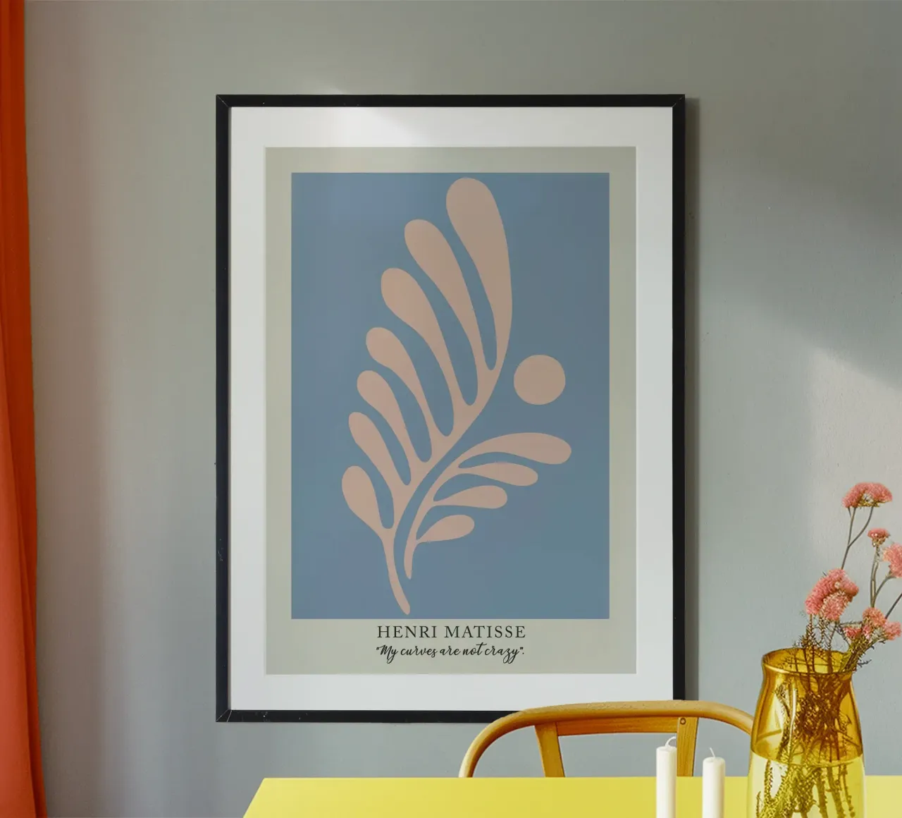 Henri Matisse - Ritagli astratti Blu Rosa poster con telaio in legno da Perdana shop