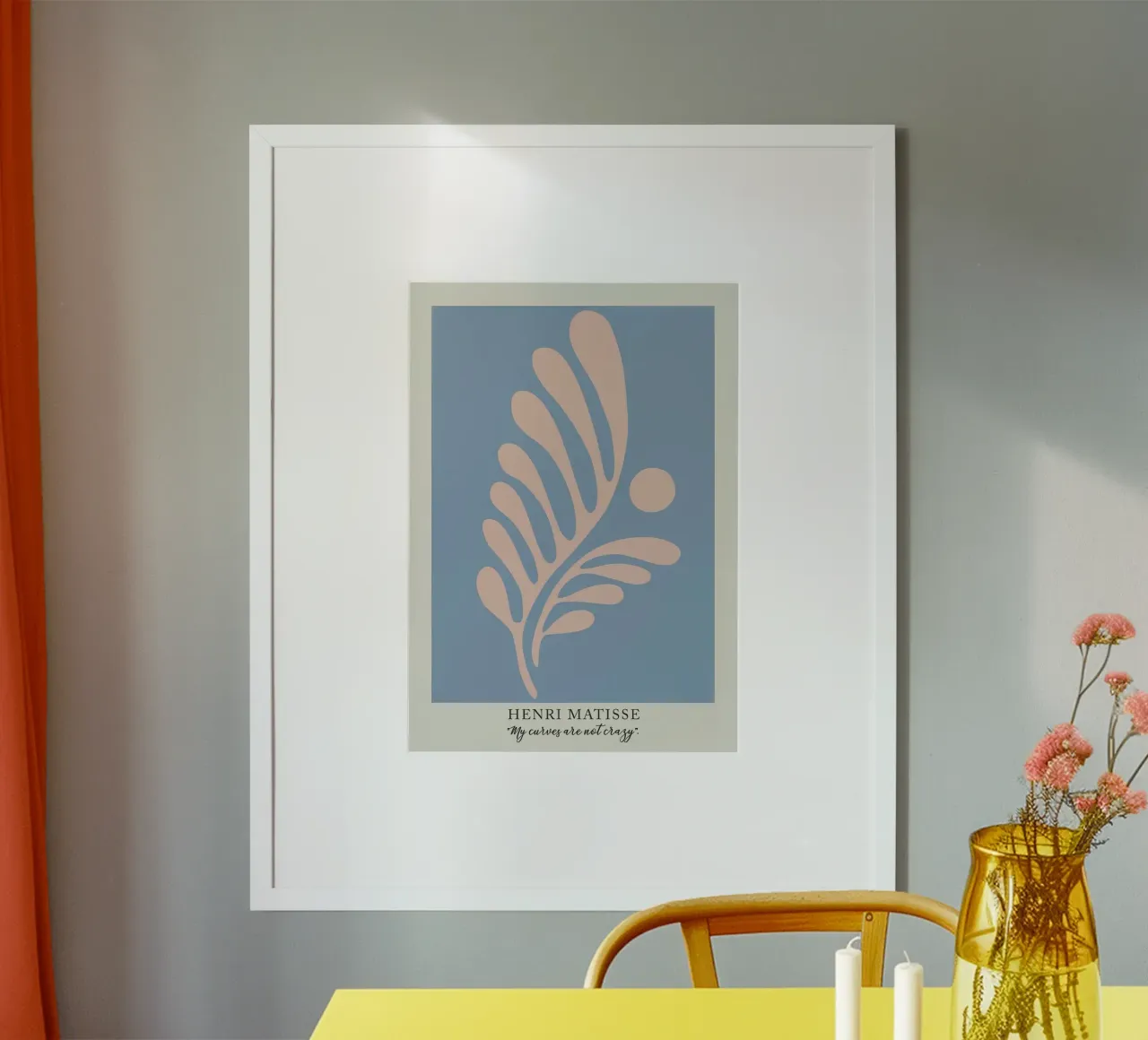 Henri Matisse - Ritagli astratti Blu Rosa poster con telaio in legno da Perdana shop
