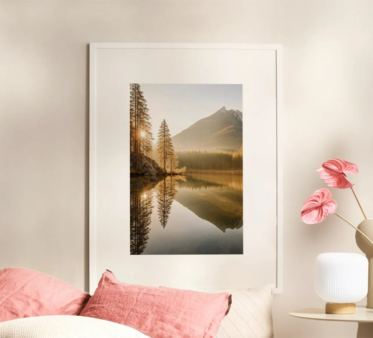 Alpine Glow & Calm poster con telaio in alluminio da BLICKPUNKT