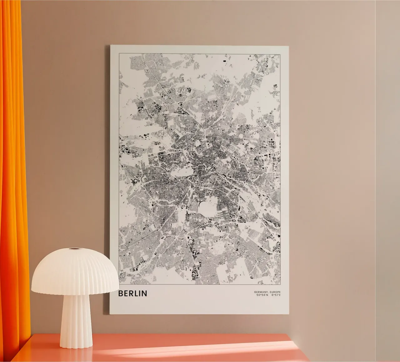 Berlin Map canvas van The Cartography Collection