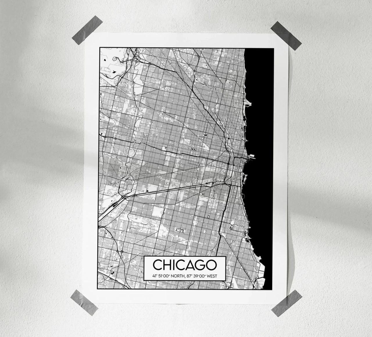 Carte de Chicago poster by Frame the World