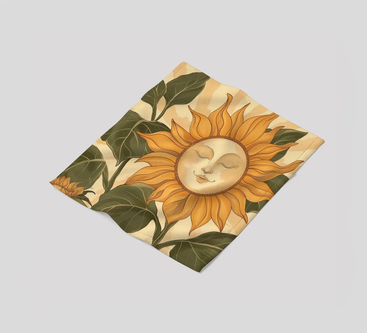 Girasole Smiley Face Retro Floral Boho Botanical Art coperta in pile da Gentle Echoes Art