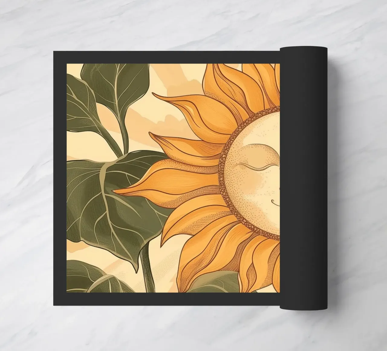 Girasole Smiley Face Retro Floral Boho Botanical Art zerbino da Gentle Echoes Art