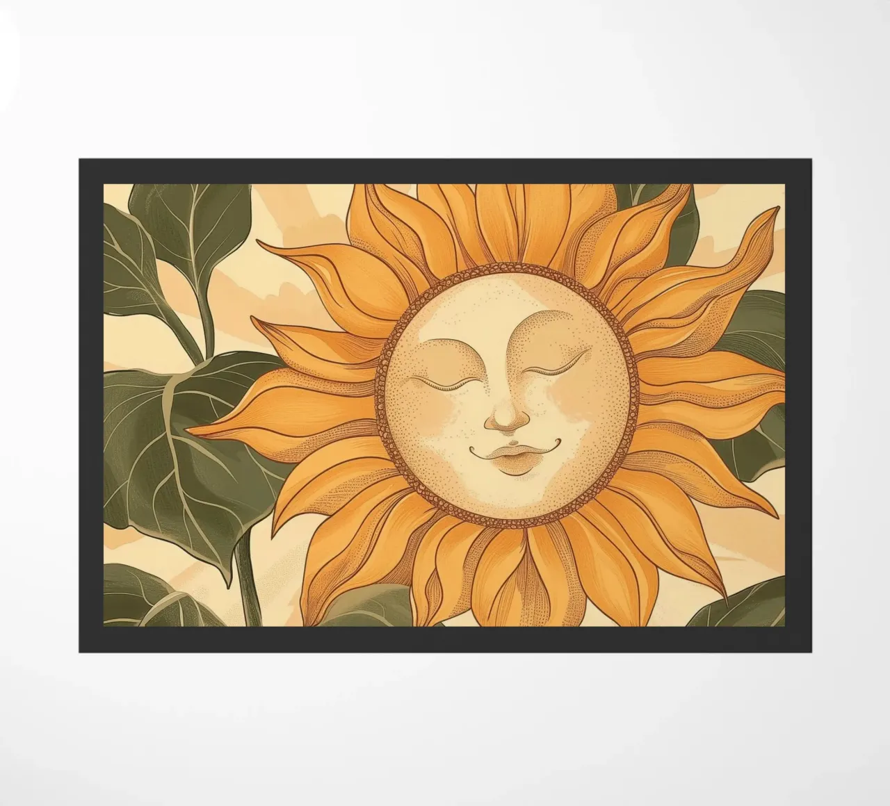 Girasole Smiley Face Retro Floral Boho Botanical Art zerbino da Gentle Echoes Art