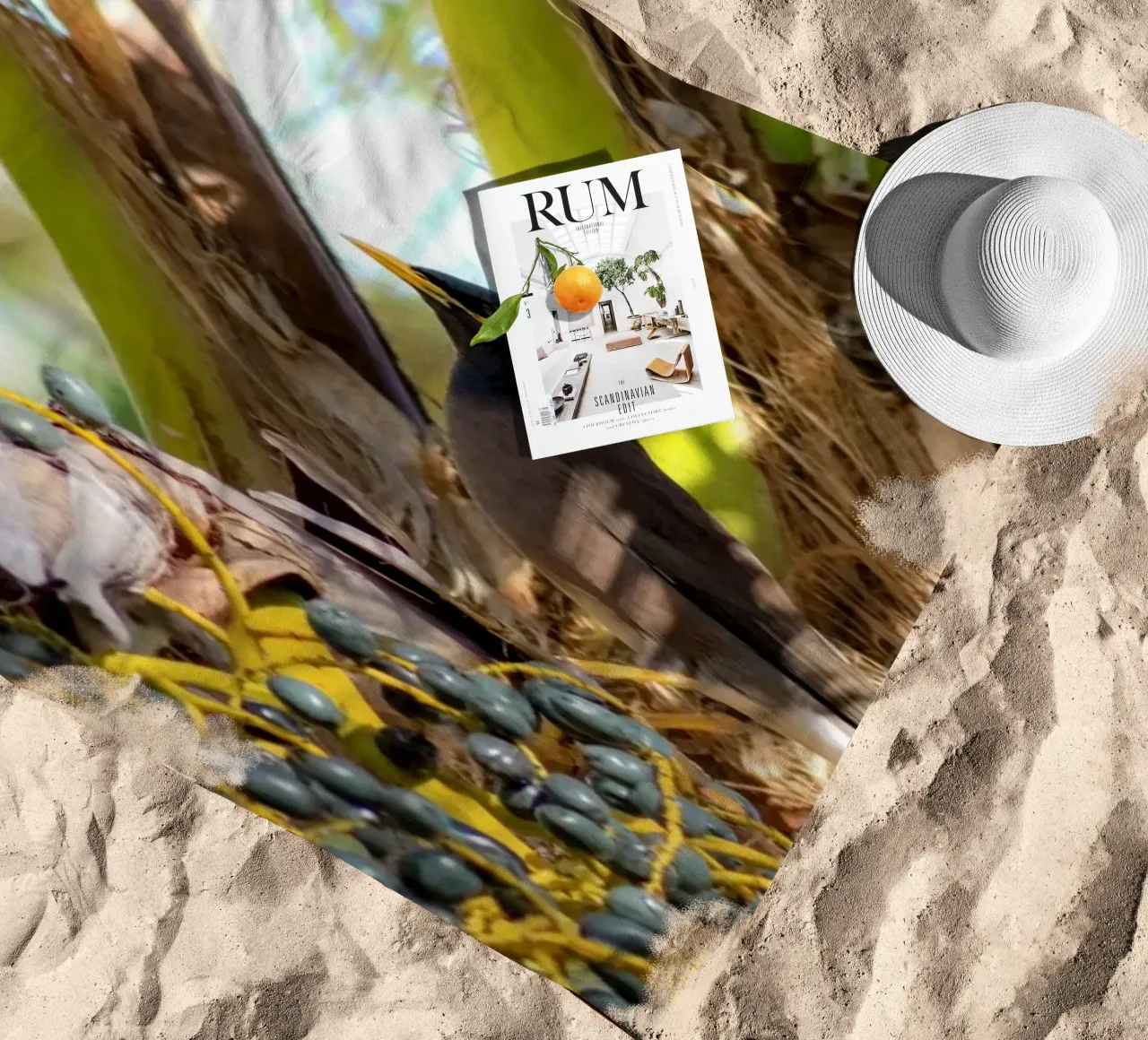 In the heart of the palm trees beach towel by Léa Lefebvre Photography