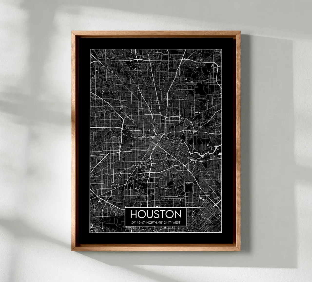 Houston nocturne canvas met Baklijst van Frame the World