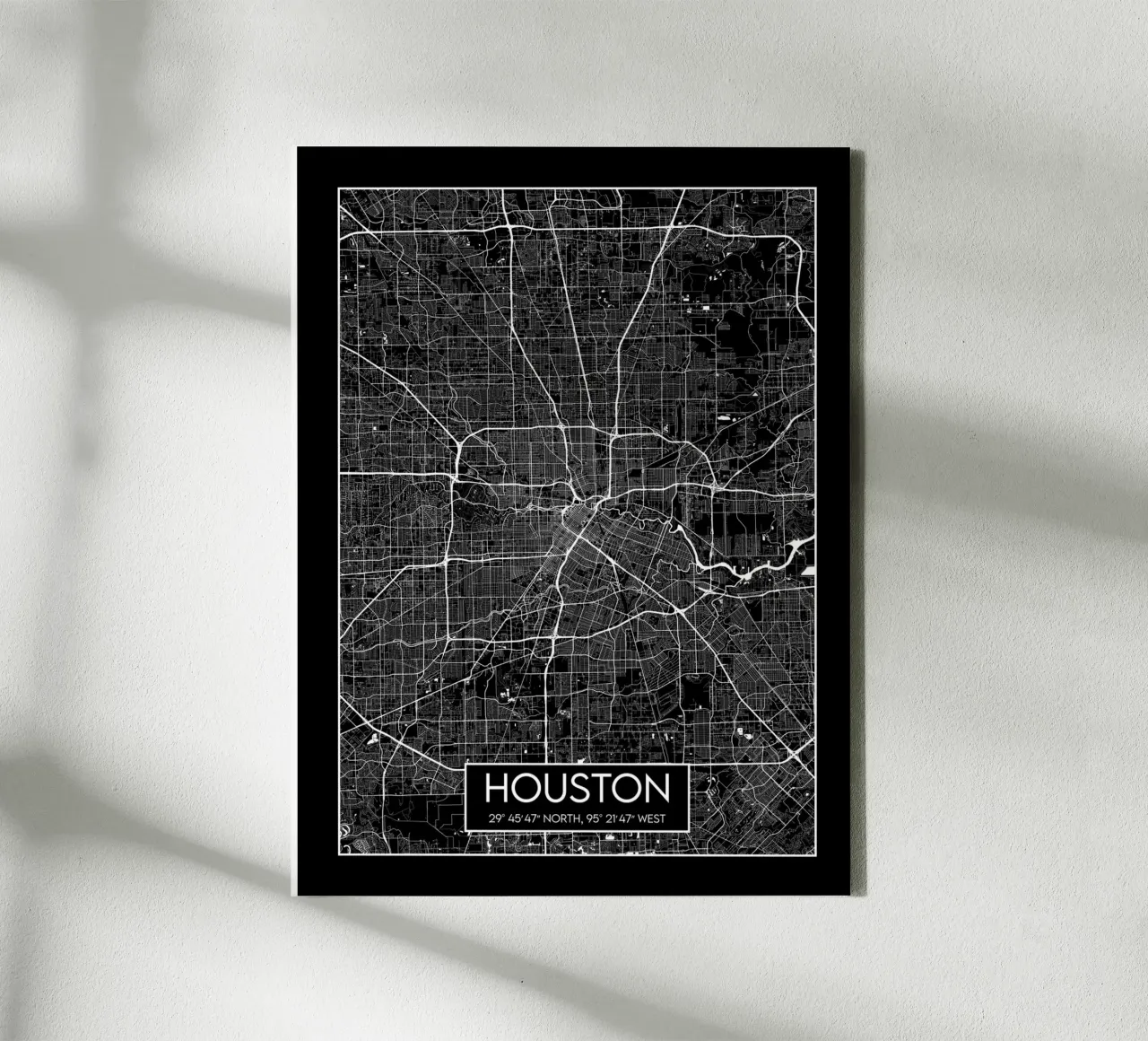 Houston nocturne canvas met Baklijst van Frame the World