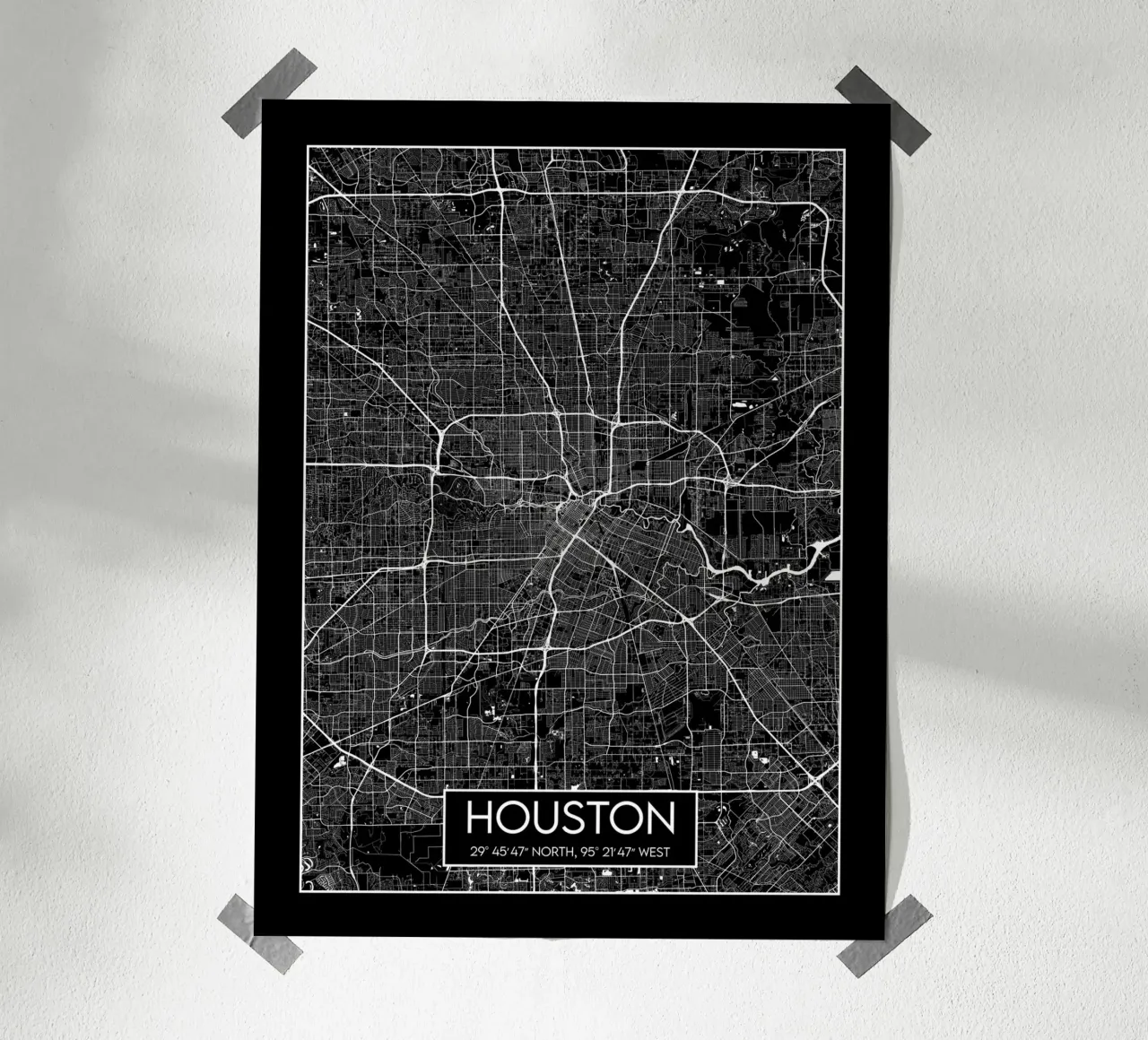 Notturno di Houston poster con telaio in plastica da Frame the World
