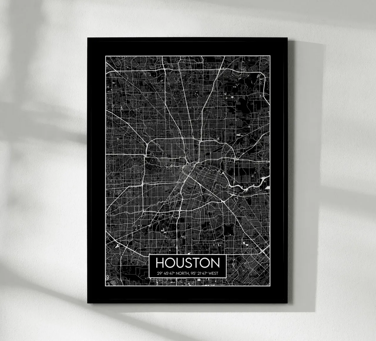 Notturno di Houston poster con telaio in plastica da Frame the World