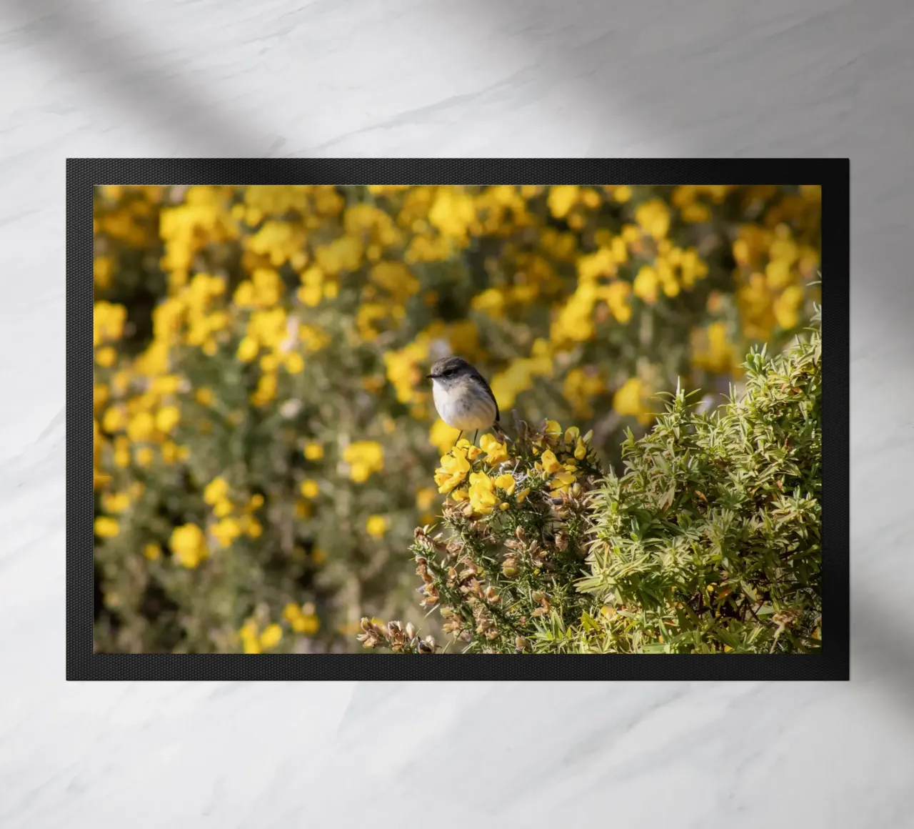 Un uccello su fiori gialli zerbino da Léa Lefebvre Photography