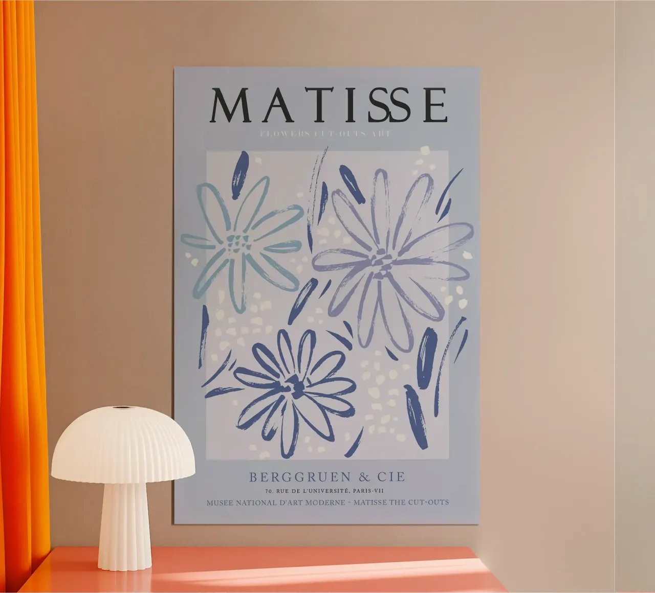 Mostra Henri Matisse - Fiori blu poster con telaio in legno da Perdana shop