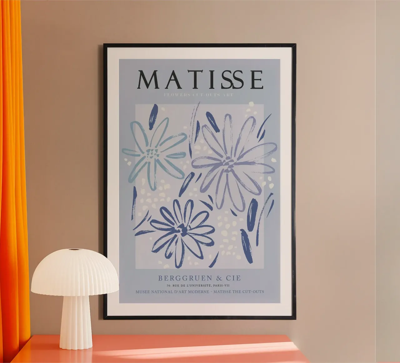 Mostra Henri Matisse - Fiori blu poster con telaio in legno da Perdana shop