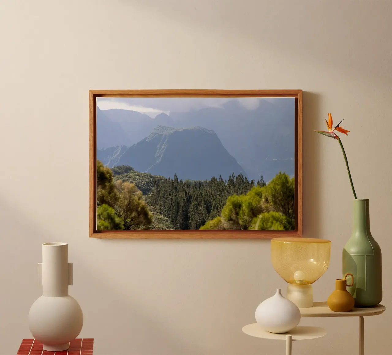 Mountain and forest view canvas with Floater frame by Léa Lefebvre Photography