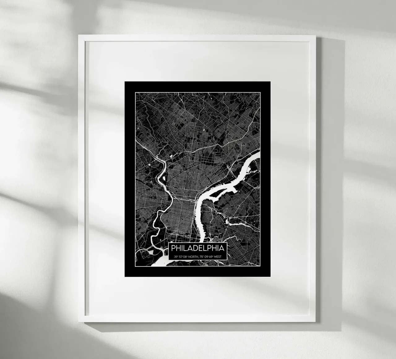 Contrasto a Philadelphia poster con telaio in plastica da Frame the World