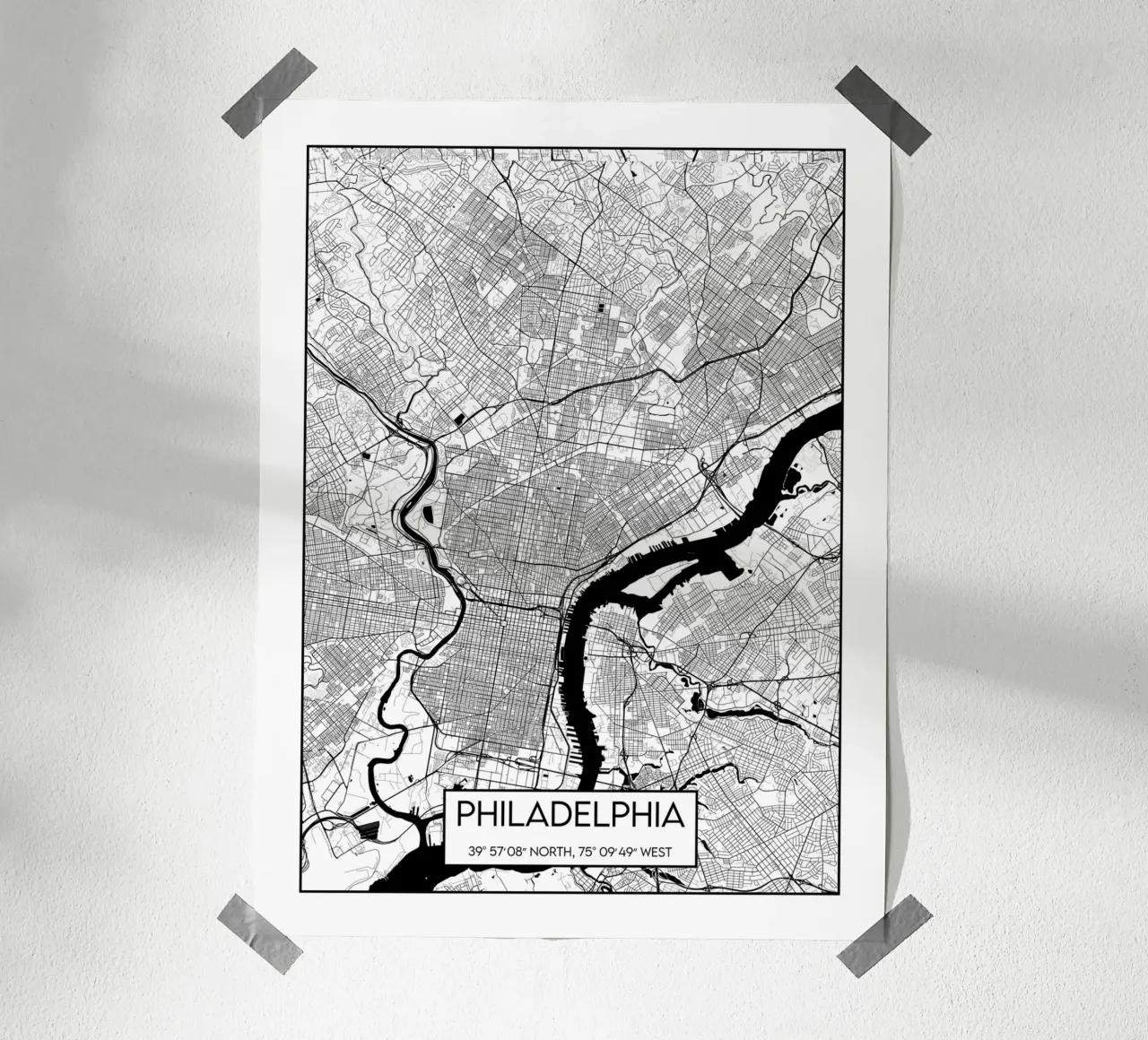 Mappa di Filadelfia poster da Frame the World