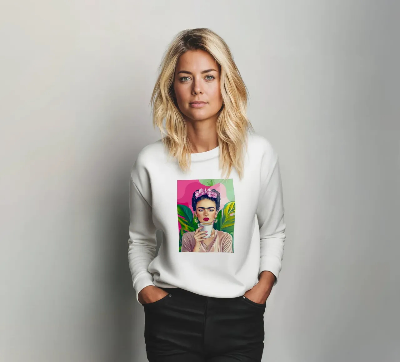 Pausa caffè con Frida felpa da Carinaprint