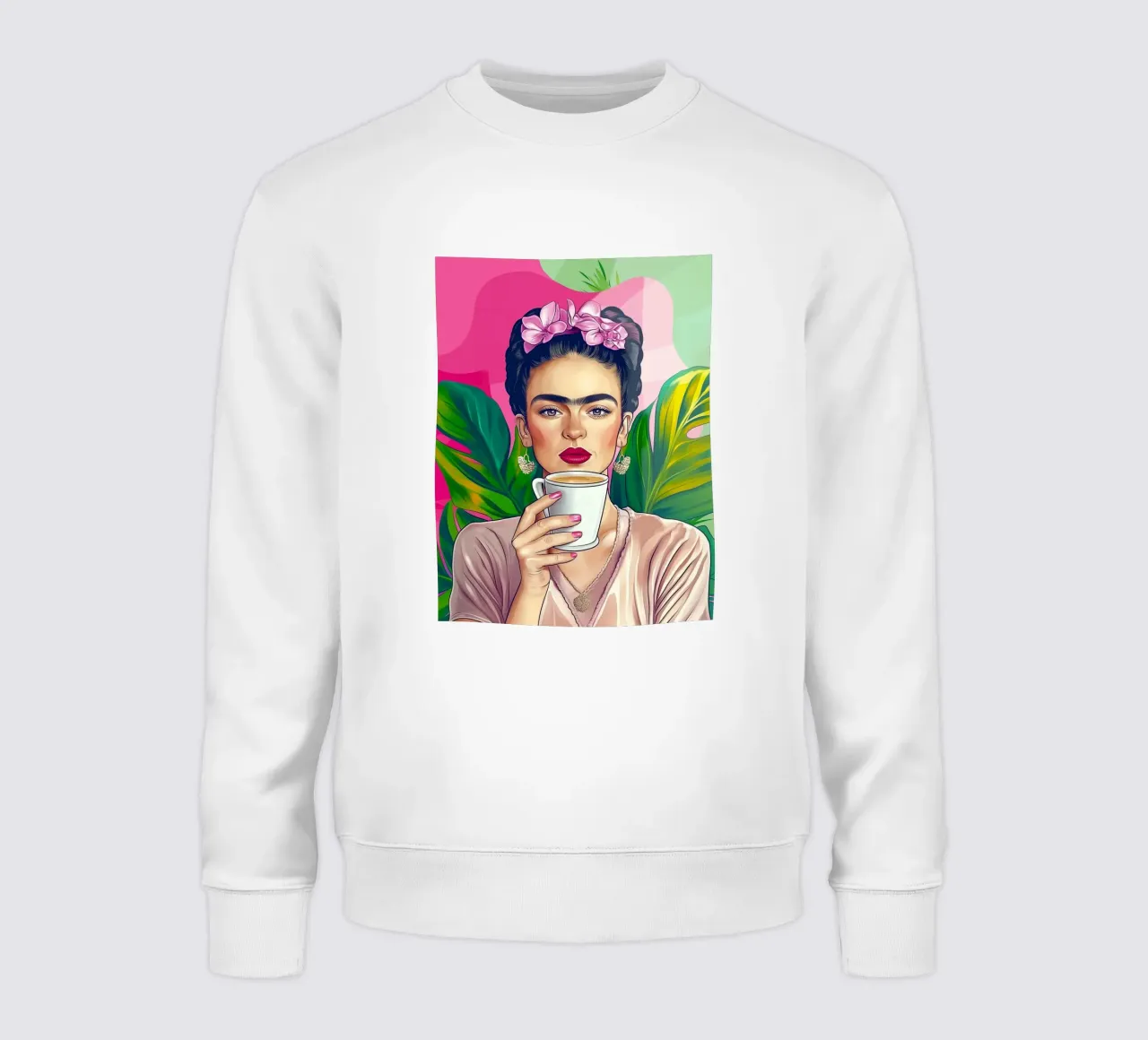 Coffee break with Frida sweatshirt by Carinaprint