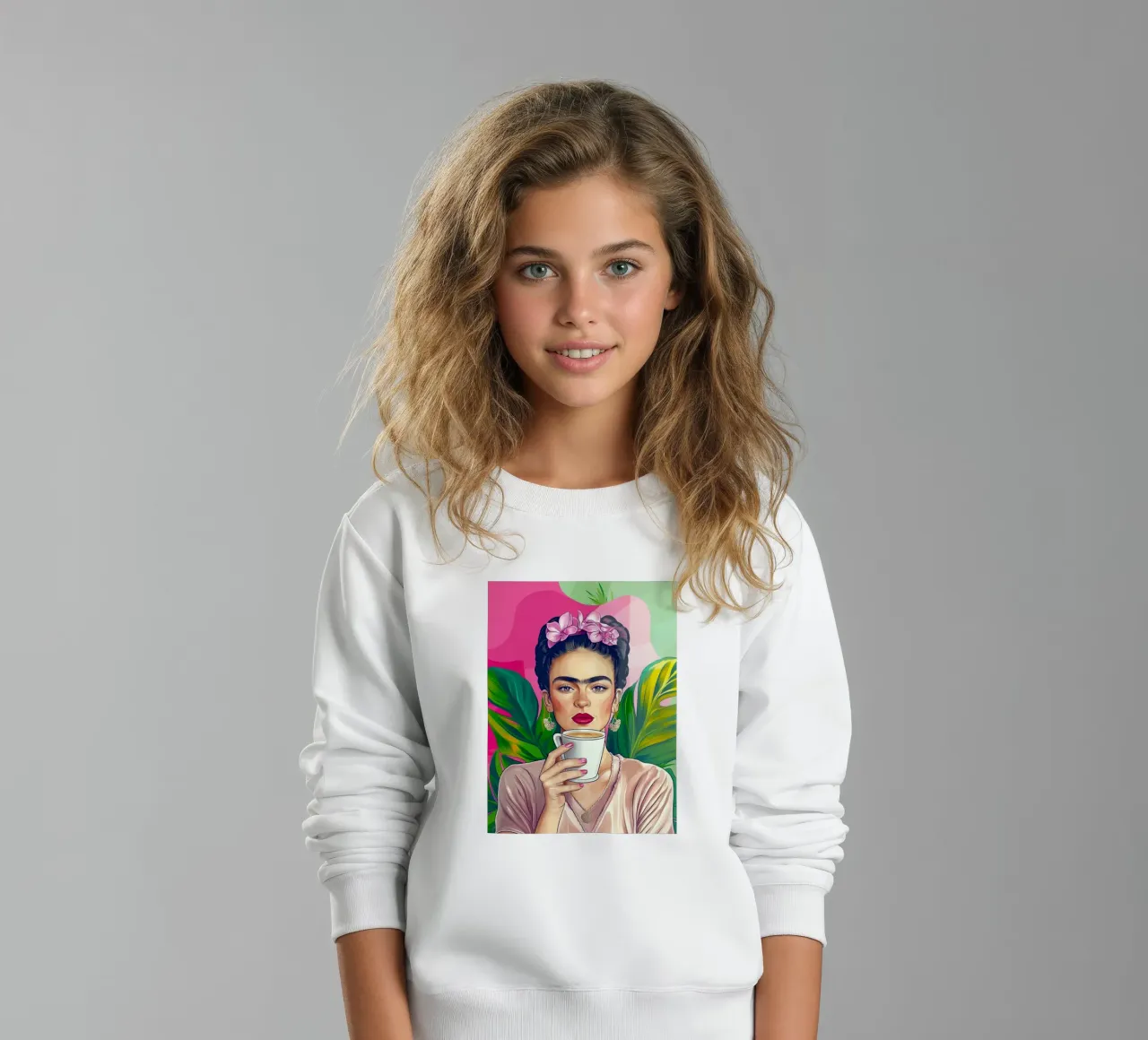 Pausa caffè con Frida felpa bambino da Carinaprint