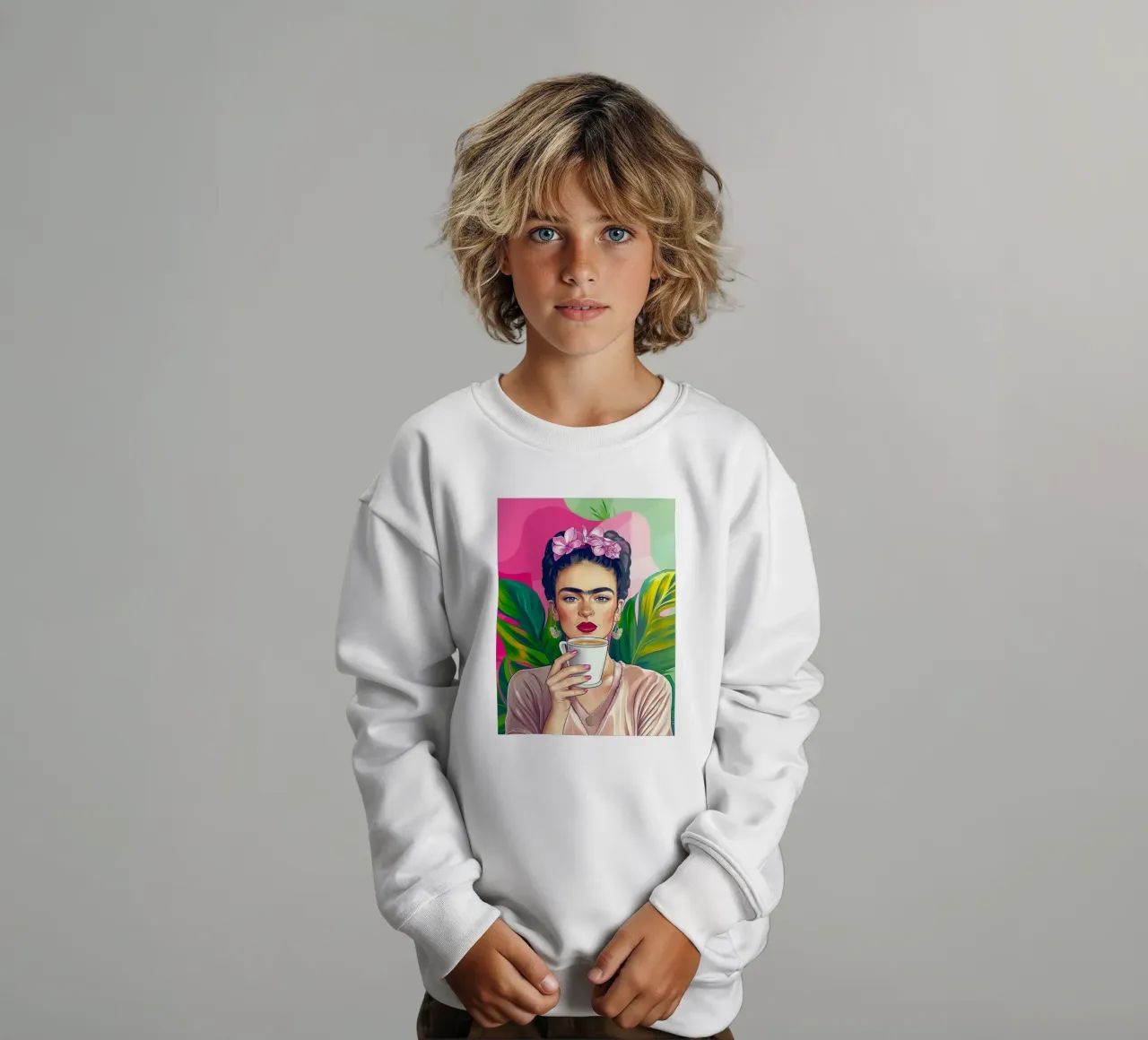 Pausa caffè con Frida felpa bambino da Carinaprint