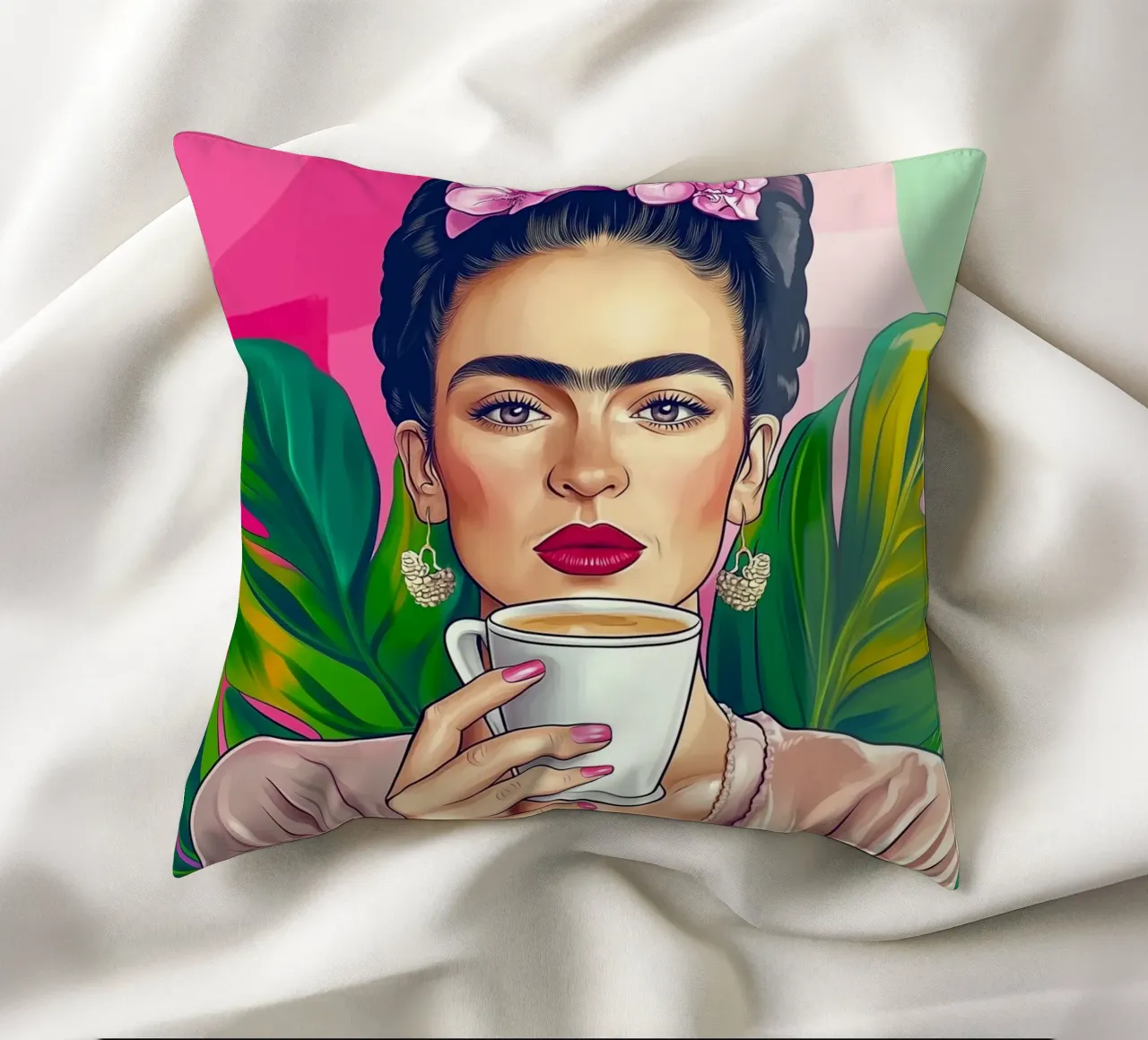 Pausa caffè con Frida cuscino da Carinaprint