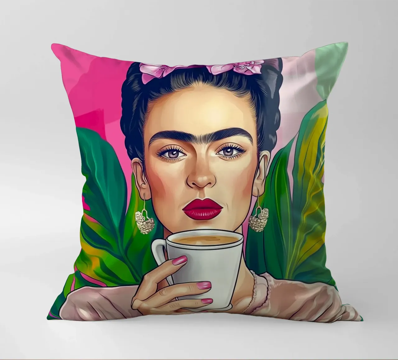 Pausa caffè con Frida cuscino da Carinaprint